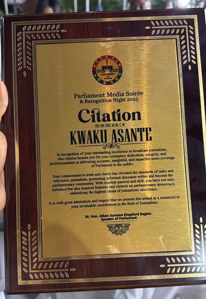 JoyNews’ Kwaku Asante named Best Radio and TV Journalist in Parliamentary Reporting