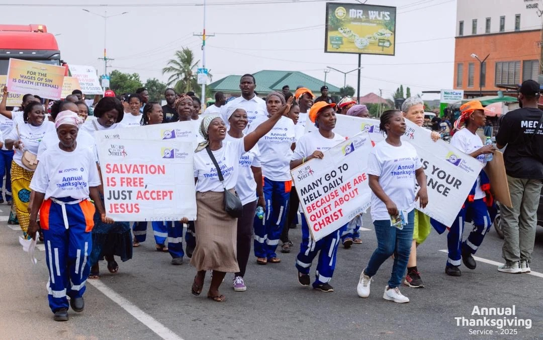 Jospong Group braves morning rains to win souls for Christ