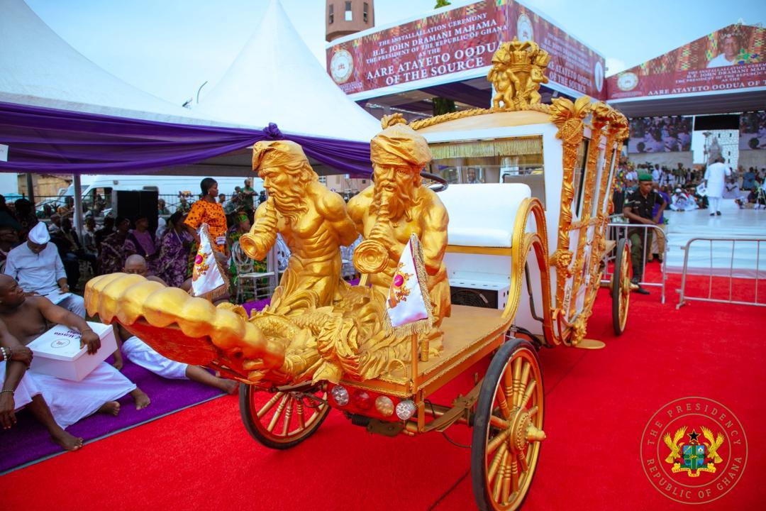 Photos: Ooni of Ife confers prestigious Yoruba title on President Mahama in Nigeria