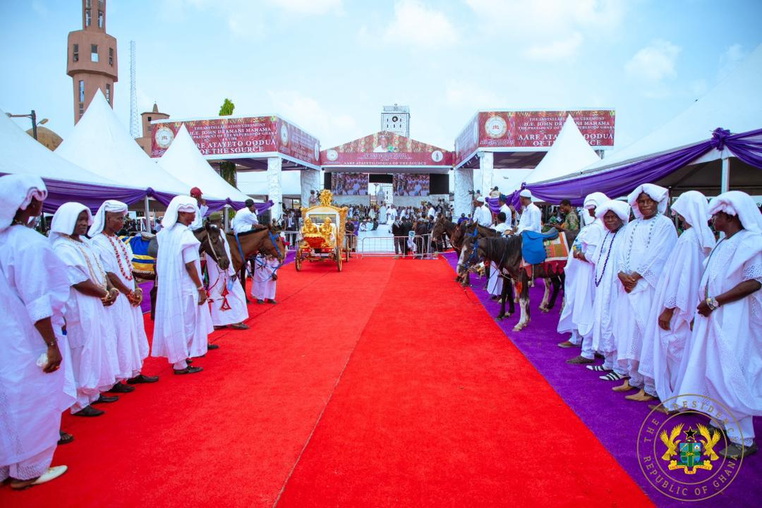 Photos: Ooni of Ife confers prestigious Yoruba title on President Mahama in Nigeria