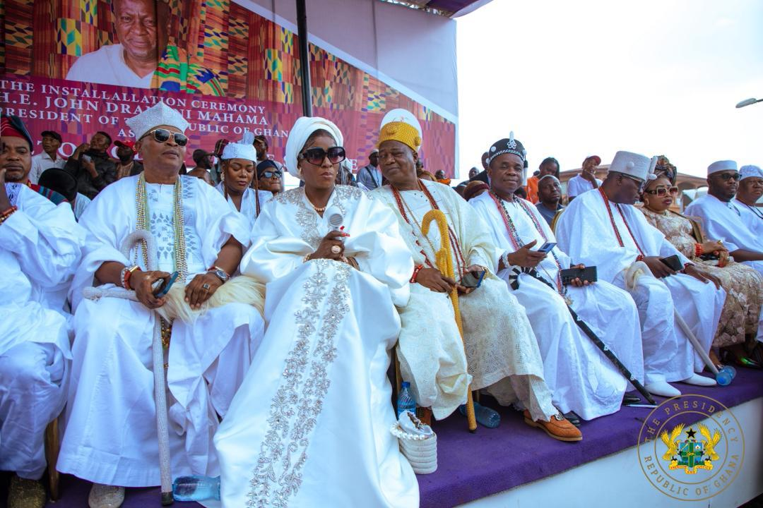 Photos: Ooni of Ife confers prestigious Yoruba title on President Mahama in Nigeria