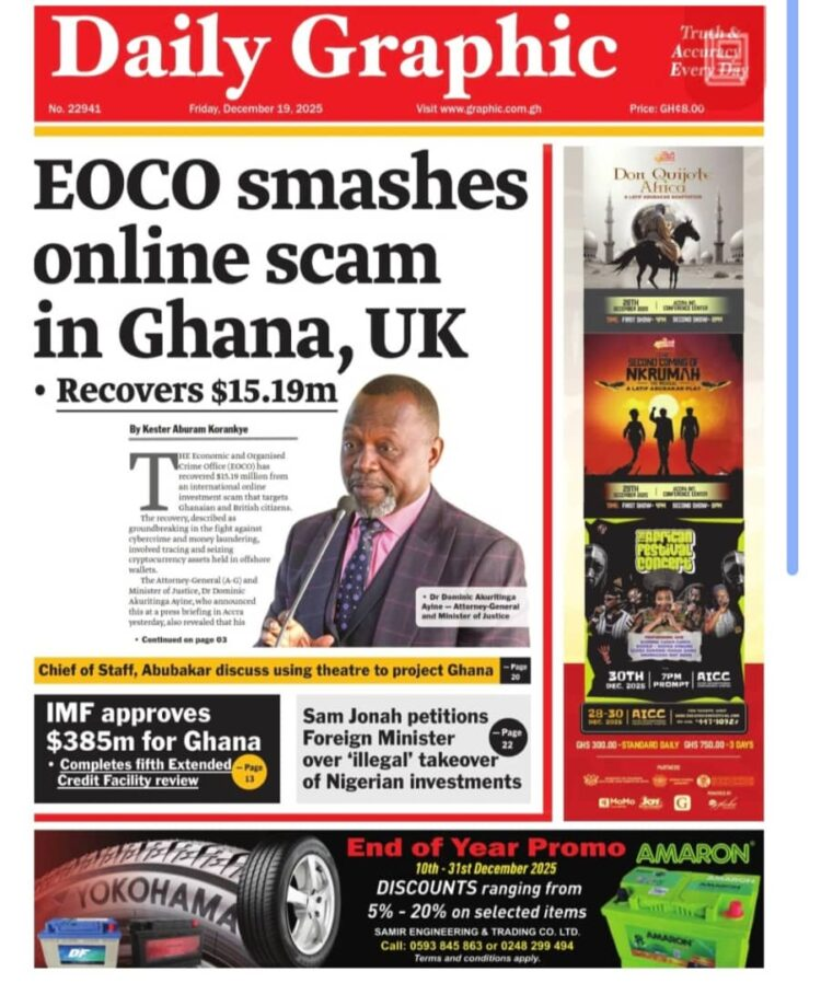 Today's Front pages : Tuesday, December 19, 2025