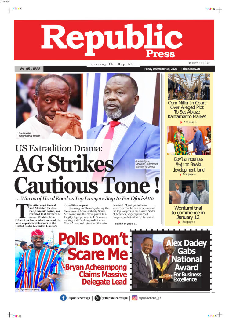 Today's Front pages : Tuesday, December 19, 2025