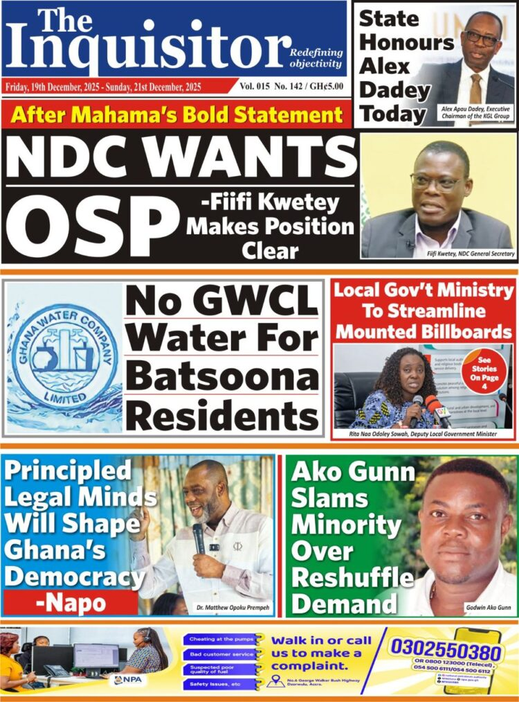 Today's Front pages : Tuesday, December 19, 2025