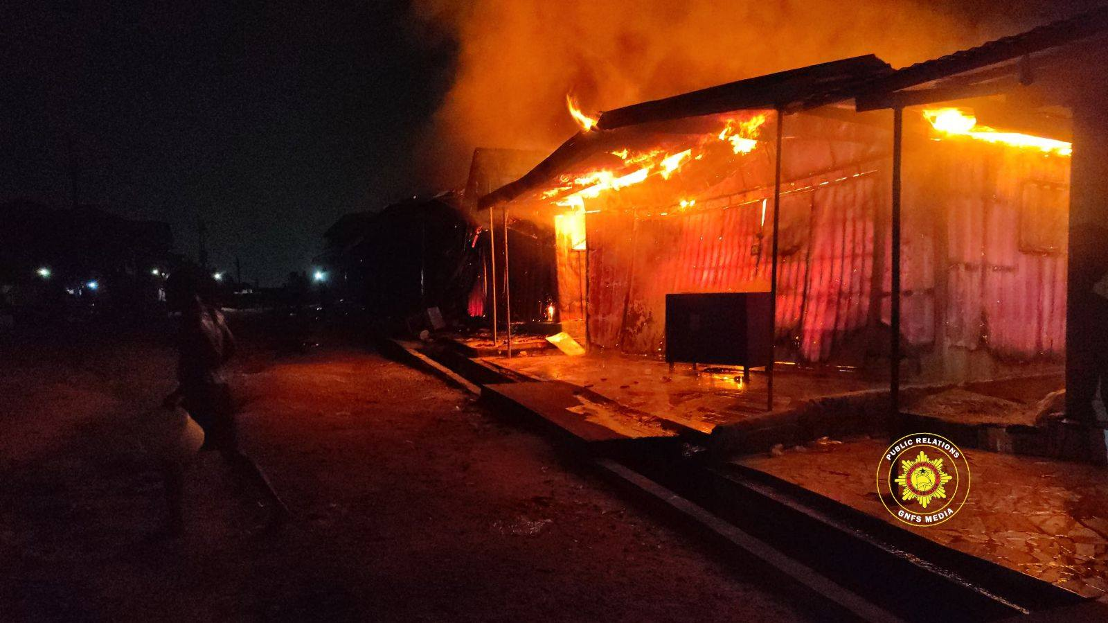 Fire destroys ten container shops at Tadisco Down, Takoradi Fire destroys ten container shops at Tadisco Down, Takoradi