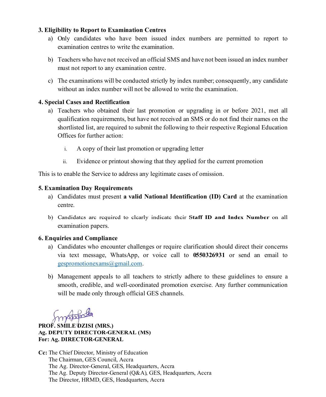 Only shortlisted teachers with index numbers eligible for GES promotion exams