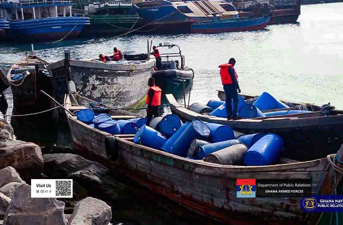 Seven canoes seized as Navy cracks down on fuel smuggling in Keta–Aflao