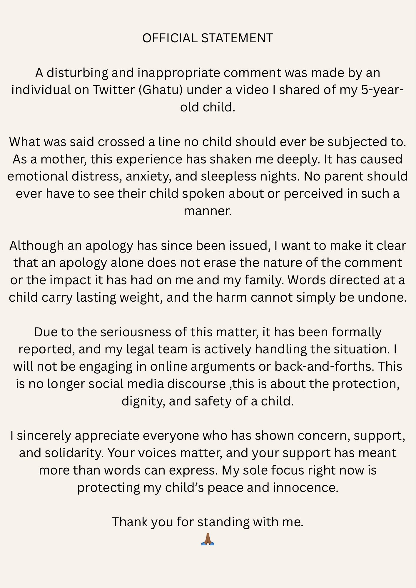 Fella Makafui pursues legal action over 'disturbing comment' about daughter