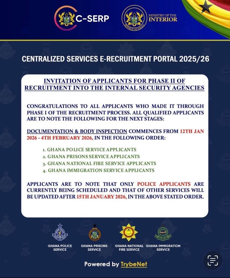 Interior Ministry begins Phase II of security services recruitment from January 12