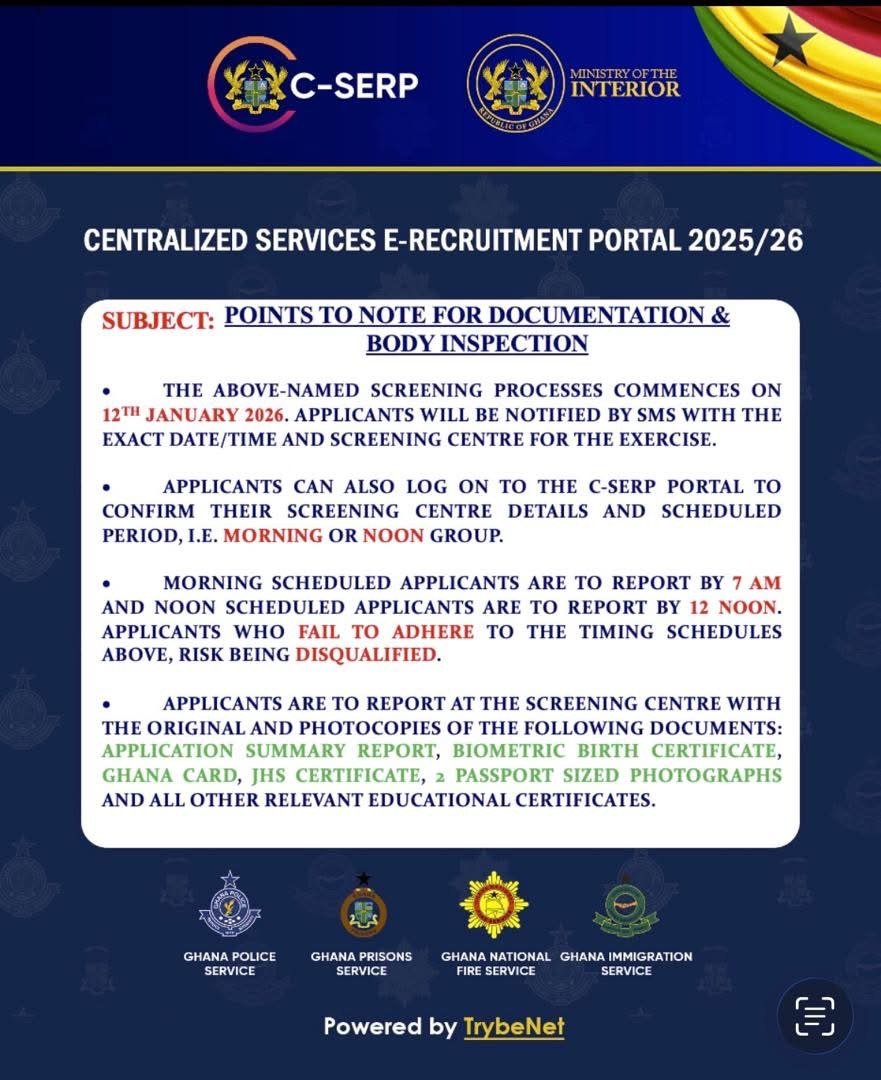 Interior Ministry begins Phase II of security services recruitment from January 12