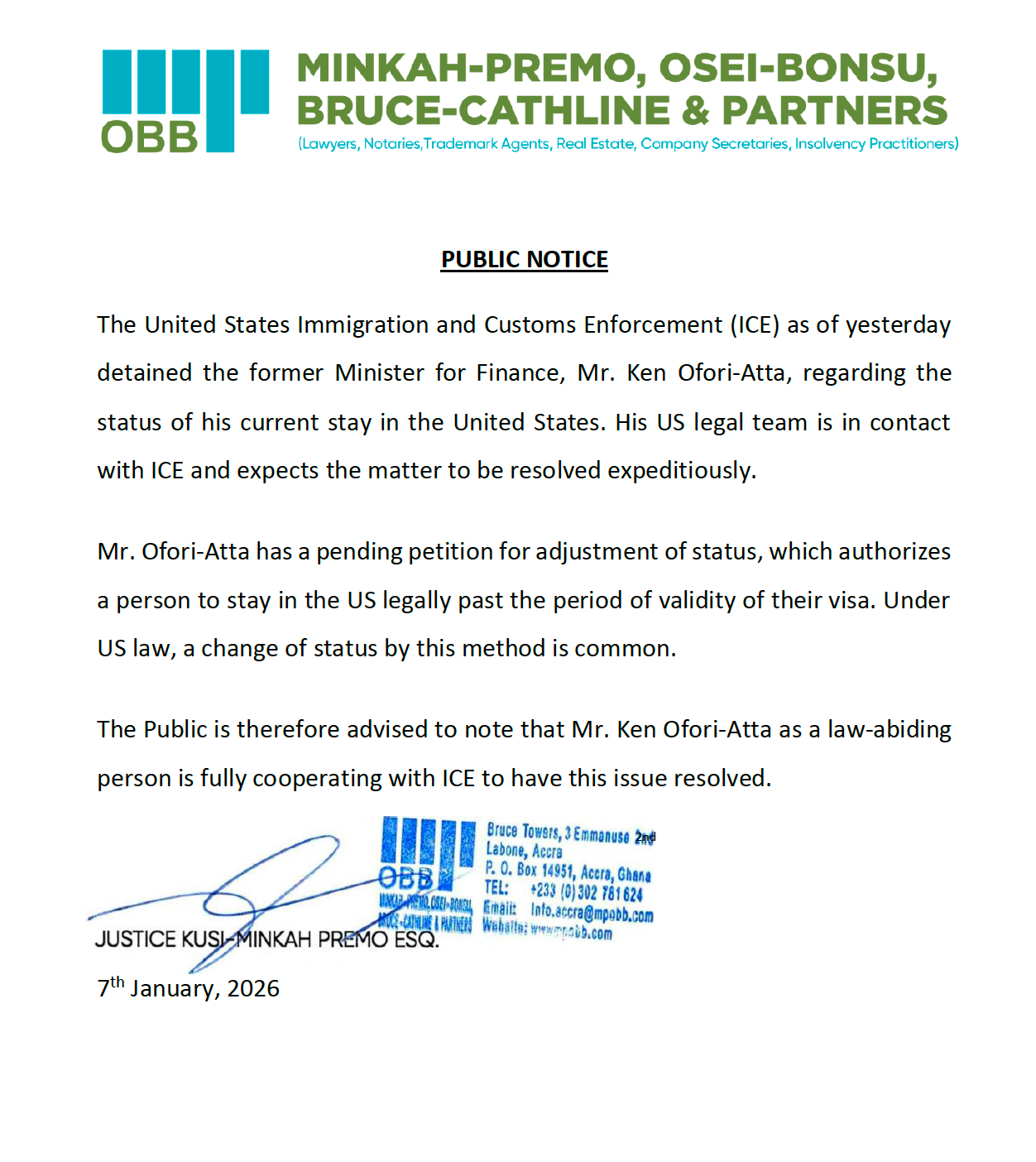 U.S. Immigration authorities detain Ken Ofori-Atta over visa status