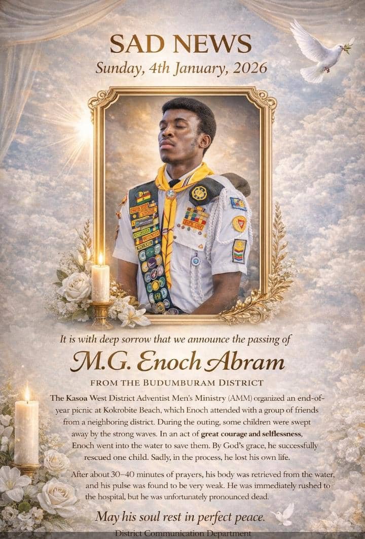 SDA member drowns after rescuing child at Kokrobite Beach