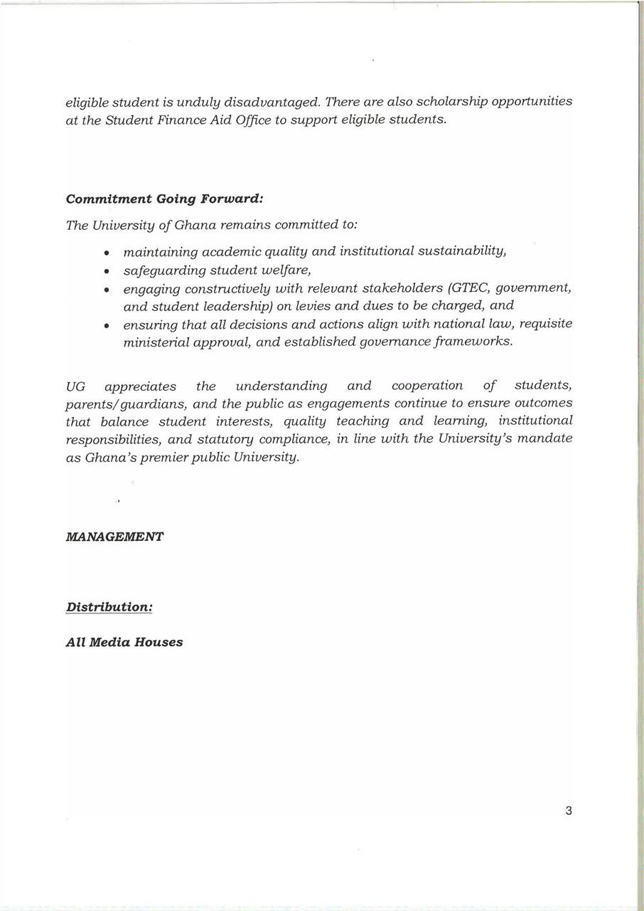 No increase in academic facility fees; Telecel data levy now optional - University of Ghana clarifies