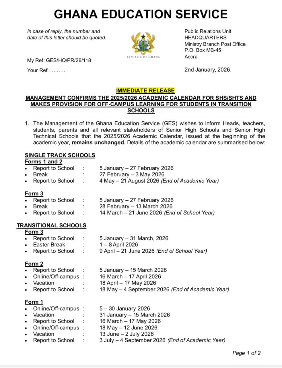 Double-track SHS students to learn via TV, online portal during off-campus periods — GES