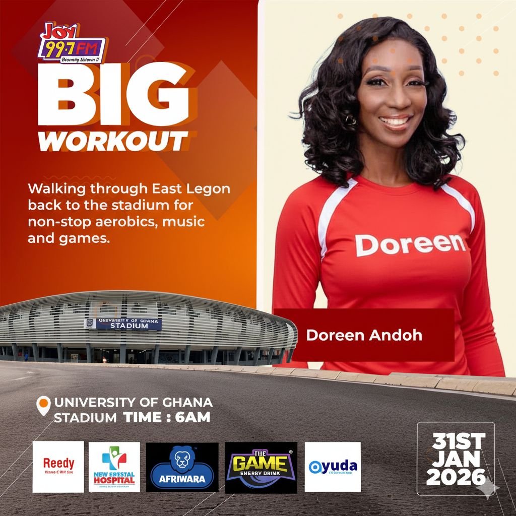 Joy FM personalities gear up for ‘Big Workout 2026’ at University of Ghana Stadium