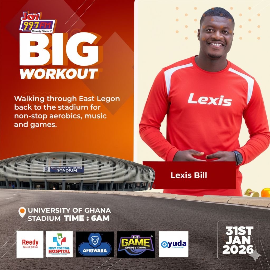 Joy FM personalities gear up for ‘Big Workout 2026’ at University of Ghana Stadium