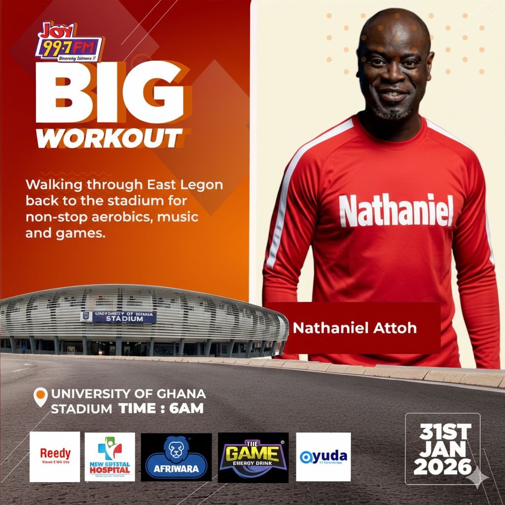 Joy FM personalities gear up for ‘Big Workout 2026’ at University of Ghana Stadium