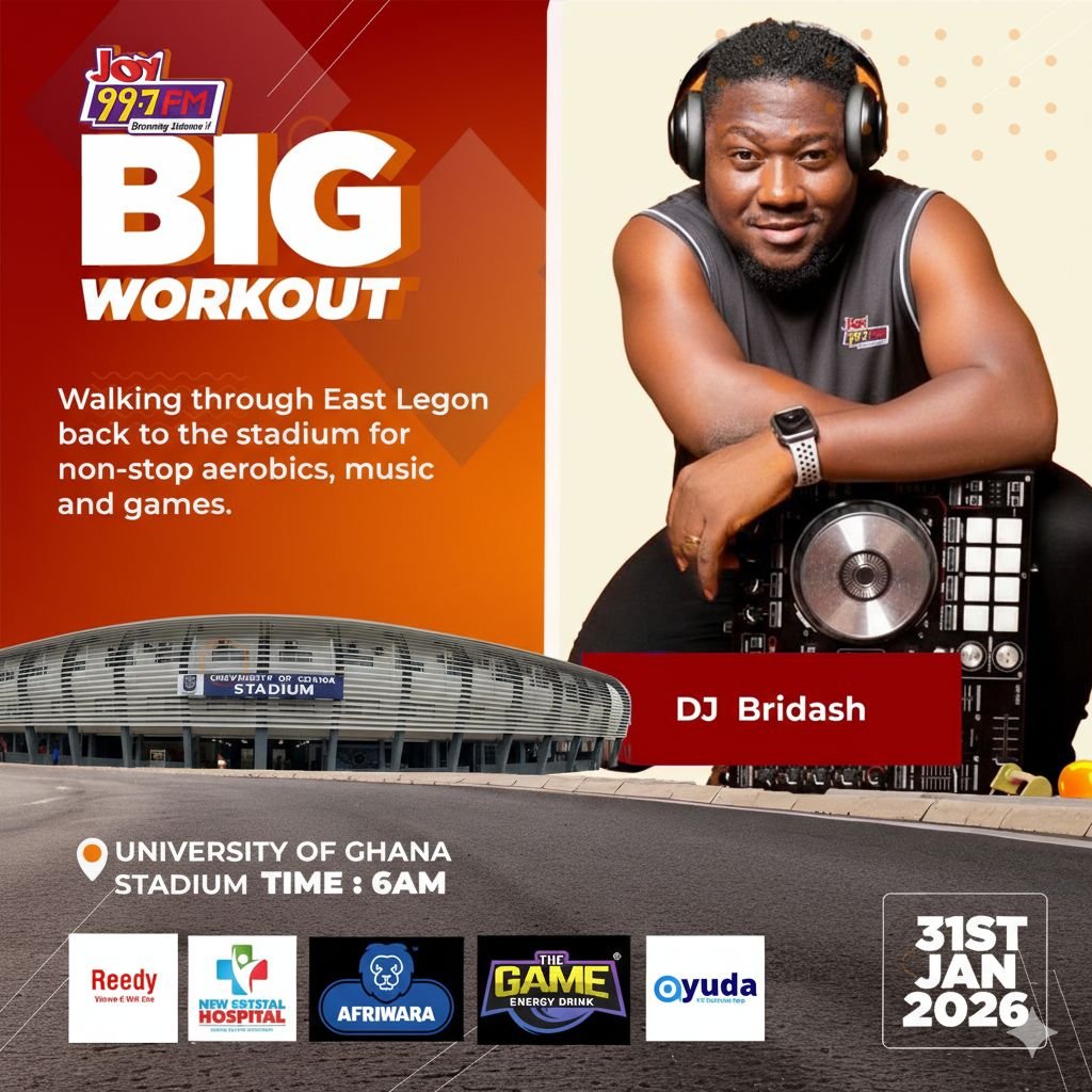 Joy FM personalities gear up for ‘Big Workout 2026’ at University of Ghana Stadium