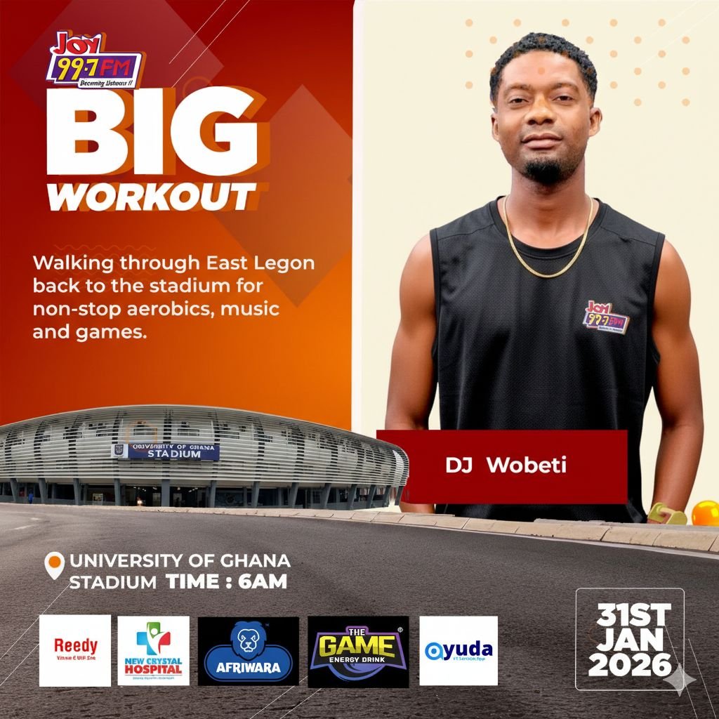 Joy FM personalities gear up for ‘Big Workout 2026’ at University of Ghana Stadium