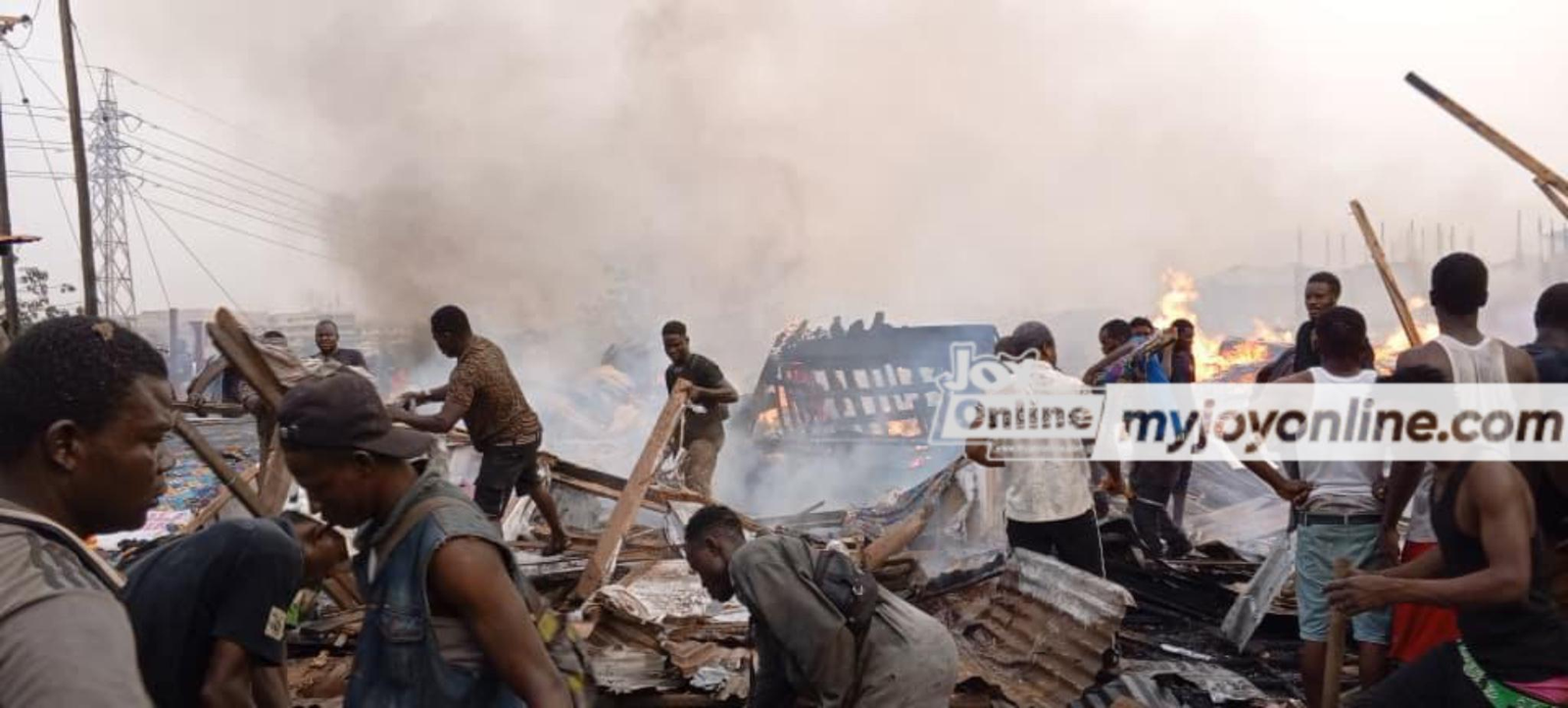 Fire guts temporary wooden structures at Afful Nkwanta in the Ashanti Region