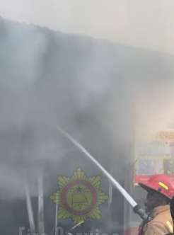 Firefighters battle blaze at Madina Market