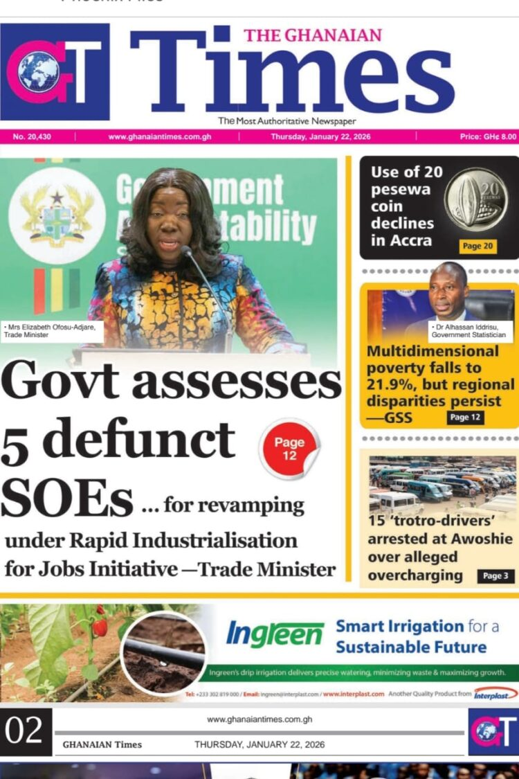 Today's Front pages: Thursday, January 22, 2026