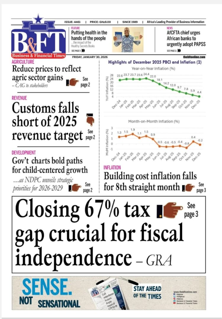Today's Front pages : Friday, January 30, 2026