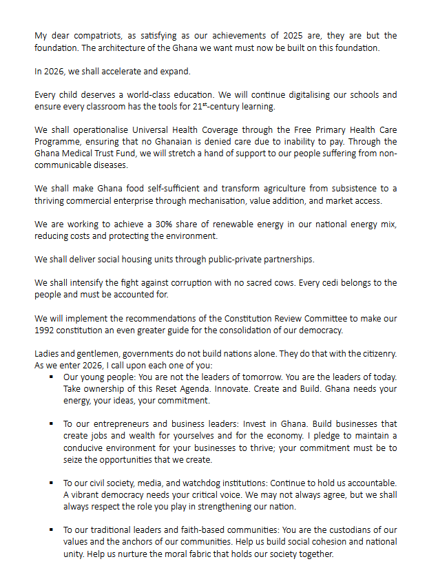 Full text: Mahama's New Year message to the nation Full text: Mahama's New Year message to the nation