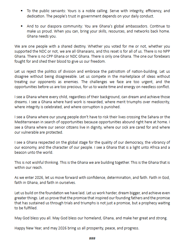 Full text: Mahama's New Year message to the nation Full text: Mahama's New Year message to the nation