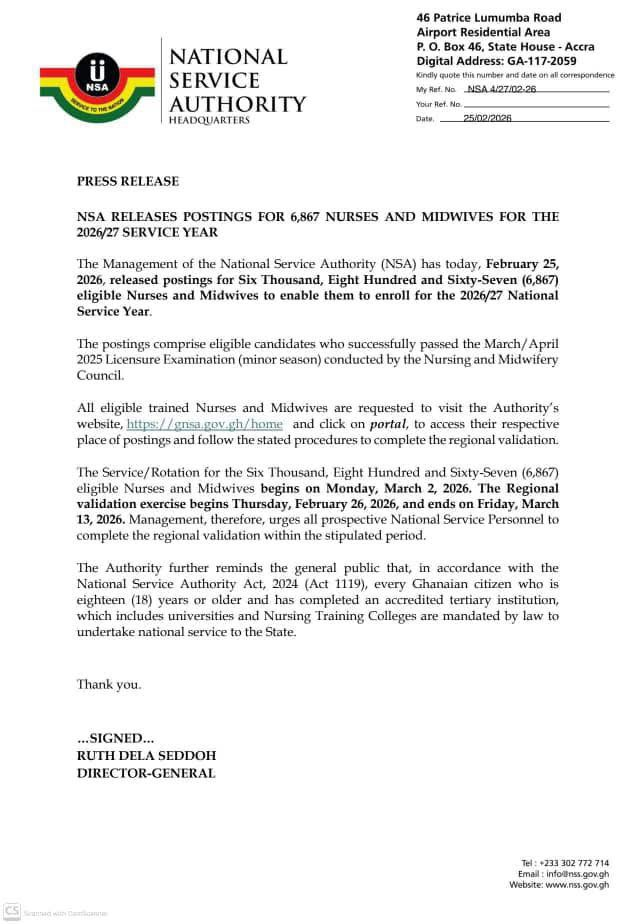 NSA releases postings for 6,867 nurses and midwives NSA releases postings for 6,867 nurses and midwives