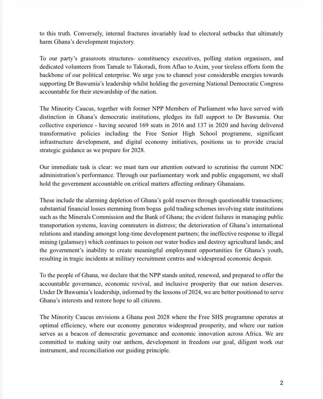 Unity, not slogans, will return NPP to power – Minority