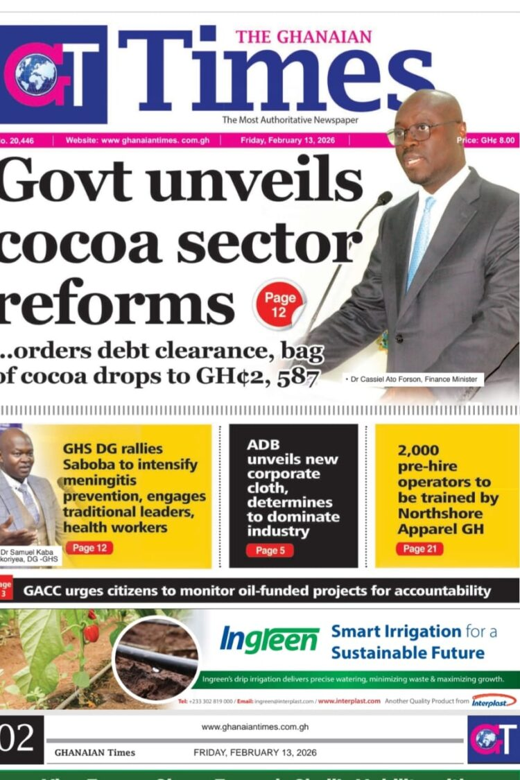 Today's Front pages: Friday, February 13, 2026