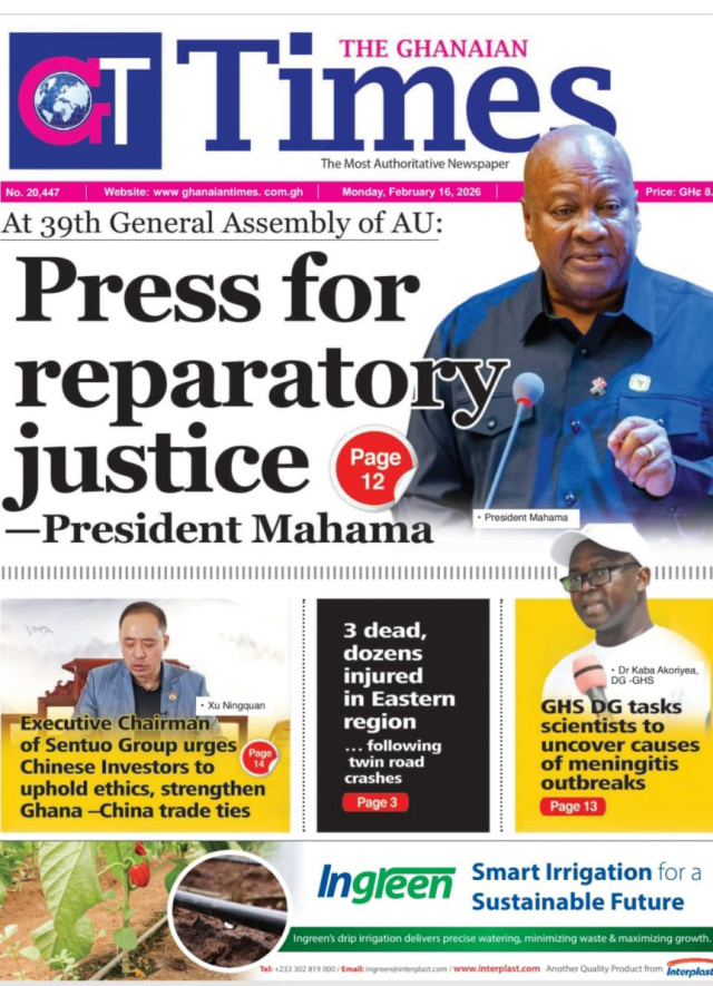 Today's Front Pages: Monday, February 16, 2026