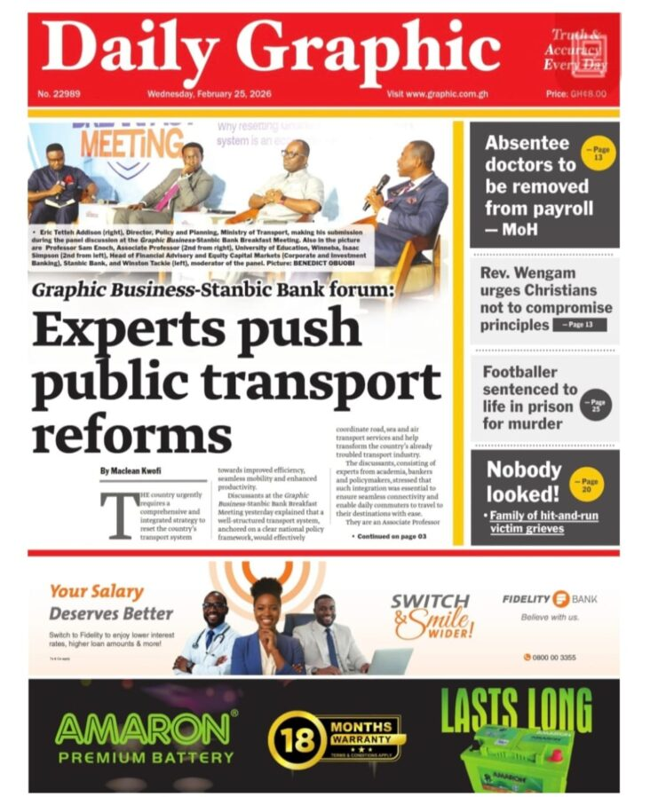 Today's Front pages: Wednesday, February 25, 2026