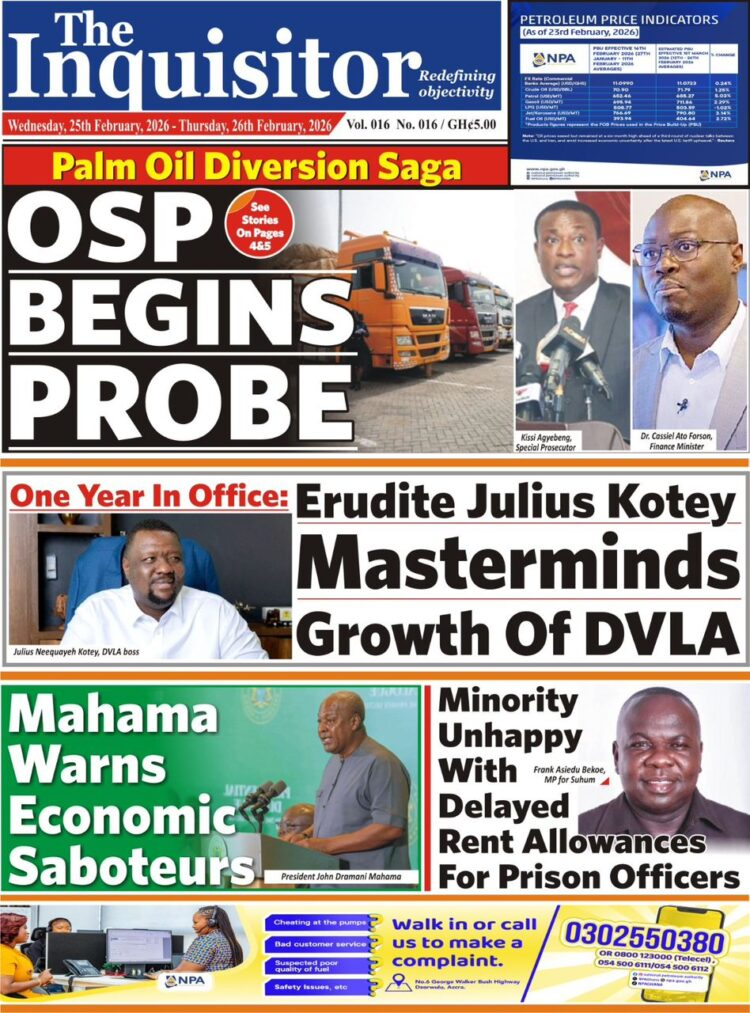 Today's Front pages: Wednesday, February 25, 2026