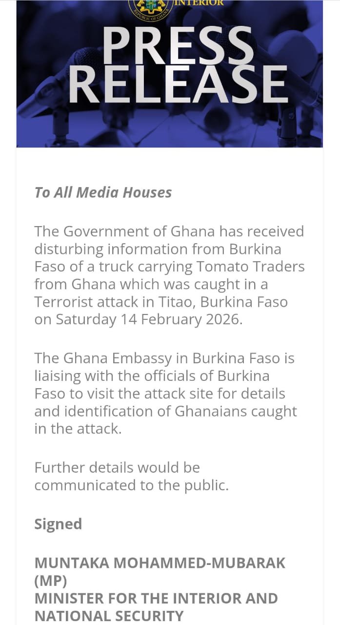 Interior Ministry confirms attack on Ghanaian traders in Burkina Faso