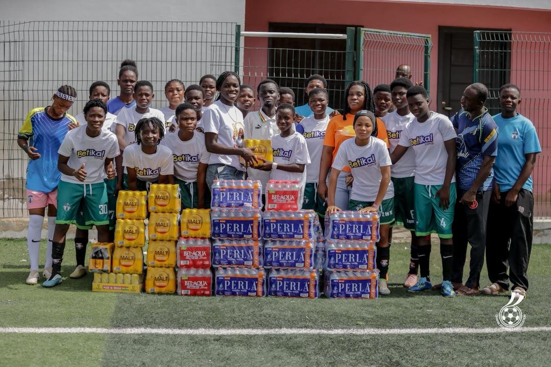 Black Queens' Mary Amponsah donates to lower division side Blacoe Soccer Queens Black Queens' Mary Amponsah donates to lower division side Blacoe Soccer Queens