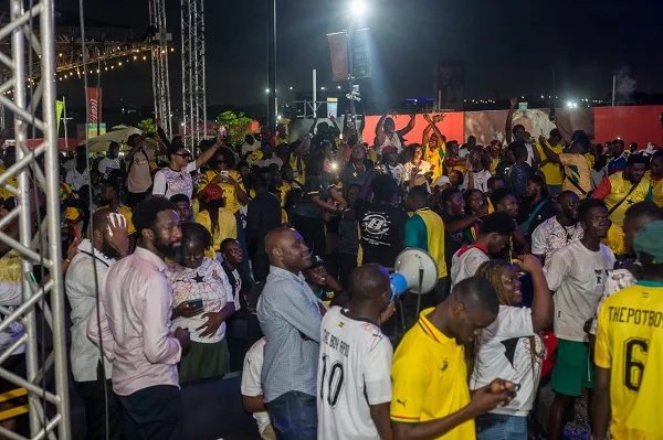 A section of fans watching the game at one of the viewing centres