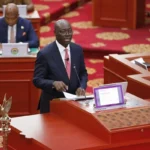 Dr Cassiel Ato Forson delivering the budget statement on the Floor of Parliament chamber. Photo. Ebo