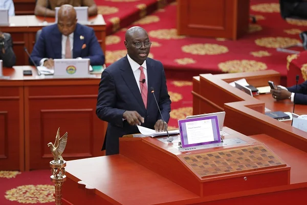 Dr Cassiel Ato Forson delivering the budget statement on the Floor of Parliament chamber. Photo. Ebo