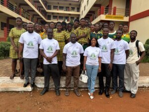 Stop burning waste The team with students in the school after the programme
