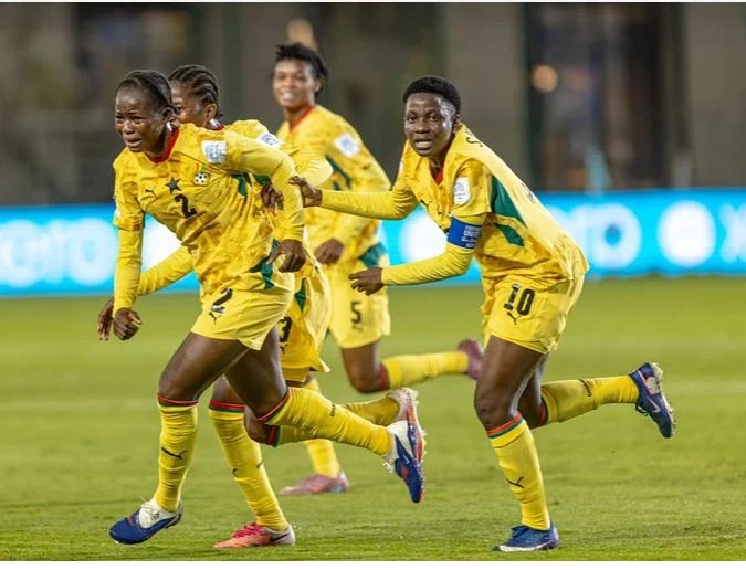 Black Maidens players celebrate the last win against Canada