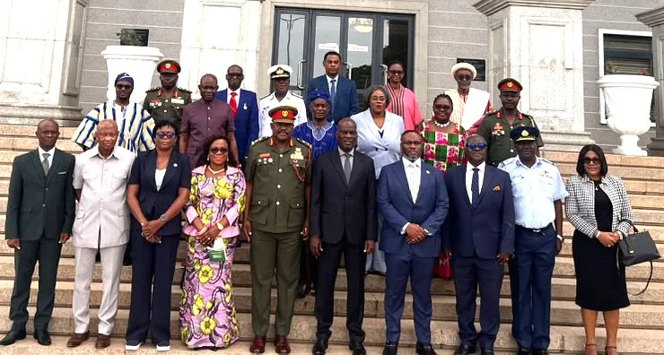 Mr Haruna Iddrisu sixth from right with Mr Gilbert Adjei fourth from right and members of the counci
