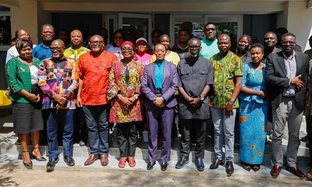 Retain skilled Dr Agyeman Rawlings middle with other dignitaries after the tour