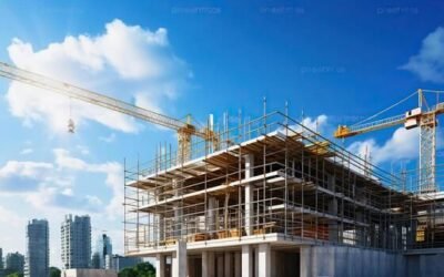 construction of new building with reinforced concrete floors construction of modern design architect